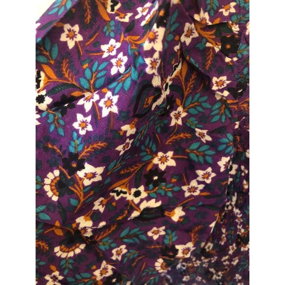 Band of Gypsies Band of the Free Womens Agathe Purple Floral Smocked Top Size XS - Picture 5 of 8